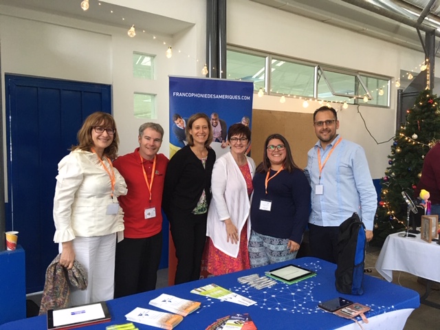 Cynthia Eid, vice-présidente de la Fédération internationale des professeurs de français (FIPF), Steeve Mercier, neurolinguistique, Flavie-Isabelle Hade, Johanne Whittom, Maureen Maria, enseignante de français et Ruy Albarrán, directeur commercial de CLÉ à Mexico.