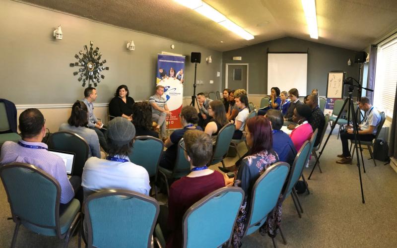 Le panel sur la mobilisation avec Jason Doiron, Mélissa Mollen-Dupuis et Joseph Dunn.