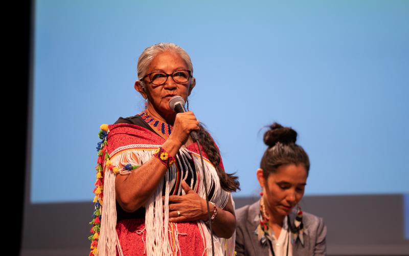 Participation de Cécile Kouyouri au colloque « Résistances des femmes autochtones dans les Amériques ». Crédit: Cannelle Wiechert.